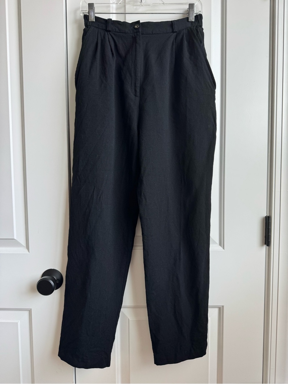 VTG David Brooks 100% Pure Wool Black Pleated High Waist Trousers Pants Sz 8